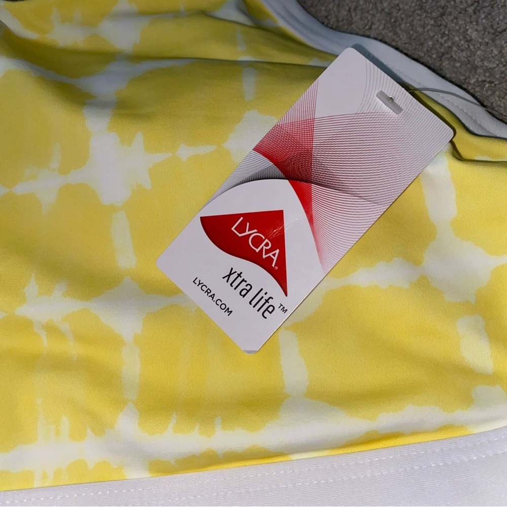 Lands' End‎  Cross-Back Bikini Top Yellow White Size 14 NWT - Picture 5 of 12